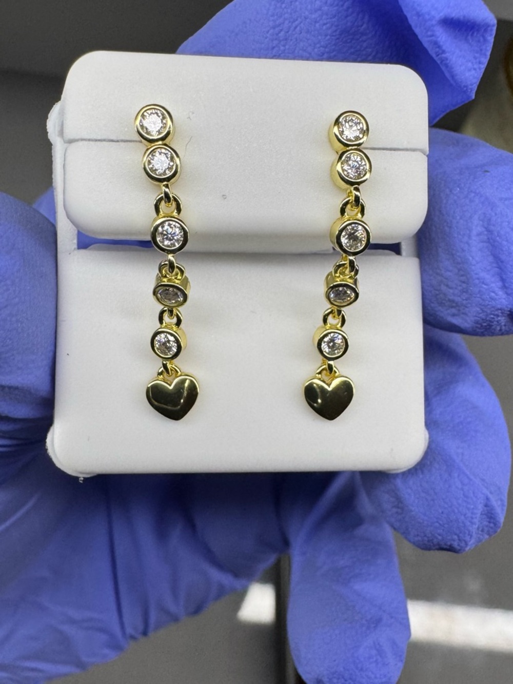 14k Gold Vermeil Over 925 Sterling Silver Moissanite 1.00 CTW VVS Heart Earrings